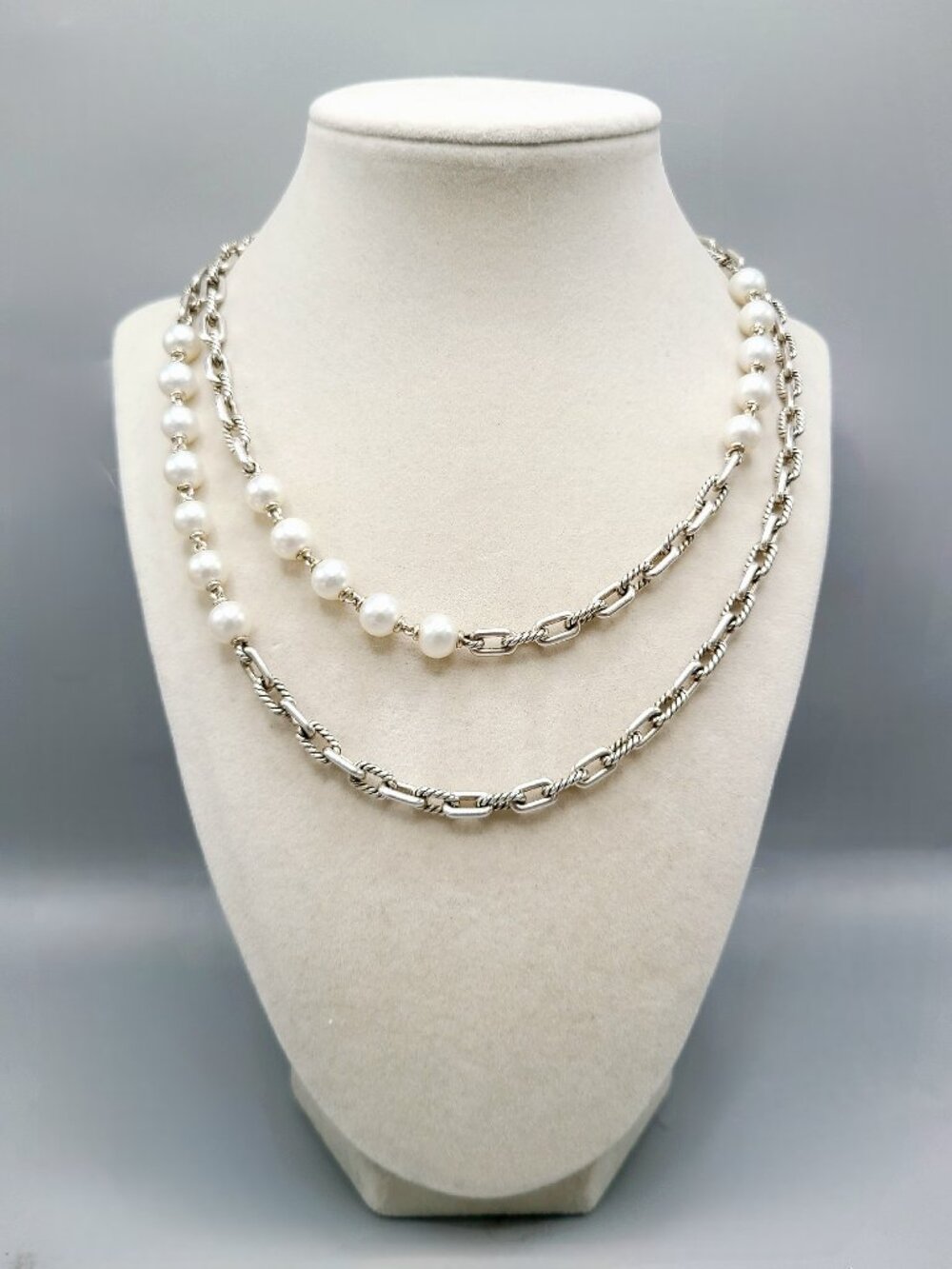 David Yurman Madison Chain Necklace w/ Pearls - 36" - RARE - Picture 2 of 15